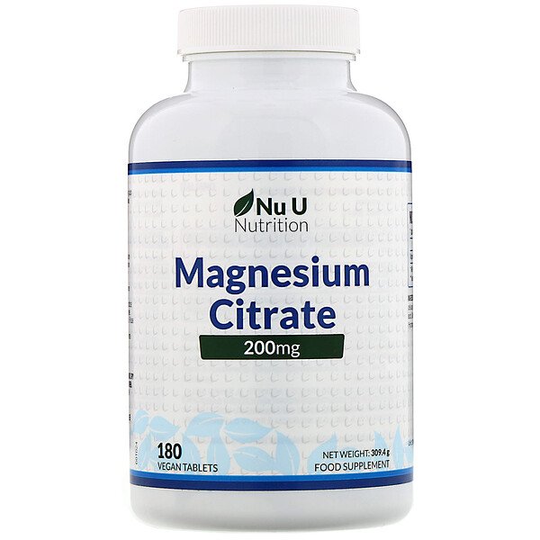 Nu U Nutrition, Magnesium Citrate, 200 mg, 180 Vegan Tablets 1 Nu U Nutrition, Magnesium Citrate, 200 mg, 180 Vegan Tablets