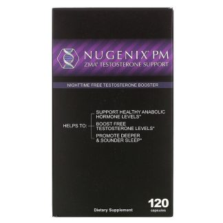 Nugenix, ZMA Testosterone Booster, Nighttime Free Testosterone Booster, 120 Capsules