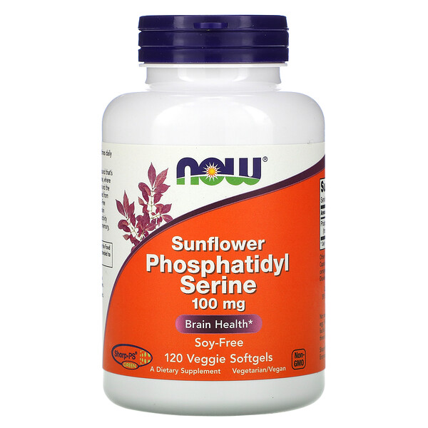 NOW Foods, Sunflower Phosphatidyl Serine, 100 mg, 120 Veggie Softgels 1 NOW Foods, Sunflower Phosphatidyl Serine, 100 mg, 120 Veggie Softgels