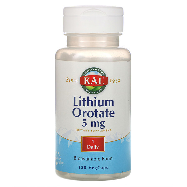 KAL, Lithium Orotate, 5 mg, 120 VegCaps 1 KAL, Lithium Orotate, 5 mg, 120 VegCaps