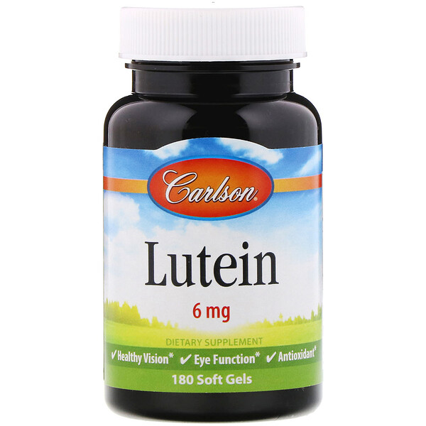 Carlson Labs, Lutein, 6 mg, 180 Soft Gels 1 Carlson Labs, Lutein, 6 mg, 180 Soft Gels