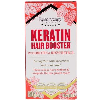 ReserveAge Nutrition, Keratin Hair Booster with Biotin & Resveratrol, 60 Capsules