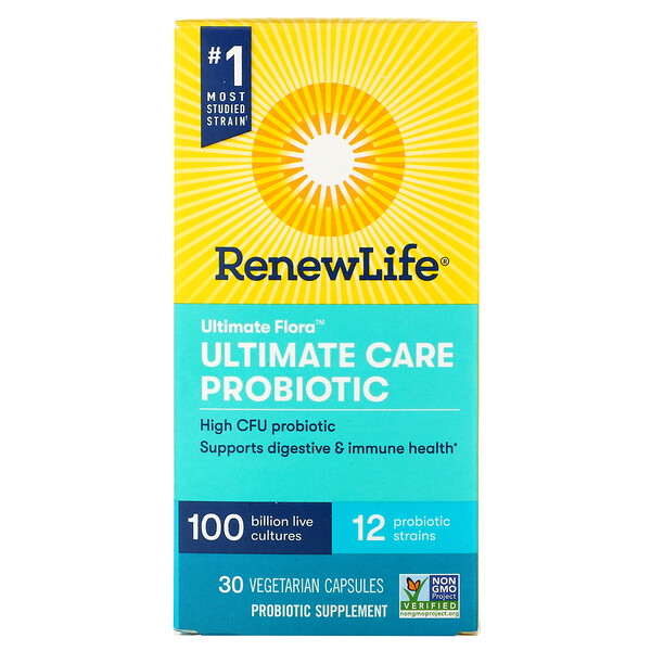 Renew Life, Ultimate Flora, Ultimate Care Probiotic, 100 Billion Live Cultures, 30 Vegetarian Capsules 1 Renew Life, Ultimate Flora, Ultimate Care Probiotic, 100 Billion Live Cultures, 30 Vegetarian Capsules