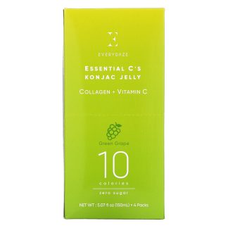 Everydaze, Essential C's Konjac Jelly, Green Grape, 4 Pouches, 5.07 fl oz (150 ml) Each