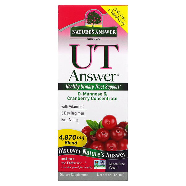 Nature's Answer, UT Answer, D-Mannose & Cranberry Concentrate, 4,870 mg, 4 fl oz (120 ml) 1 Nature's Answer, UT Answer, D-Mannose & Cranberry Concentrate, 4,870 mg, 4 fl oz (120 ml)