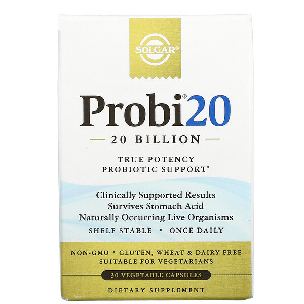 Solgar, Probi20, 20 Billion, 30 Vegetable Capsules 1 Solgar, Probi20, 20 Billion, 30 Vegetable Capsules
