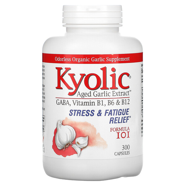 Kyolic, Aged Garlic Extract, Stress & Fatigue Relief, Formula 101, 300 Capsules 1 Kyolic, Aged Garlic Extract, Stress & Fatigue Relief, Formula 101, 300 Capsules