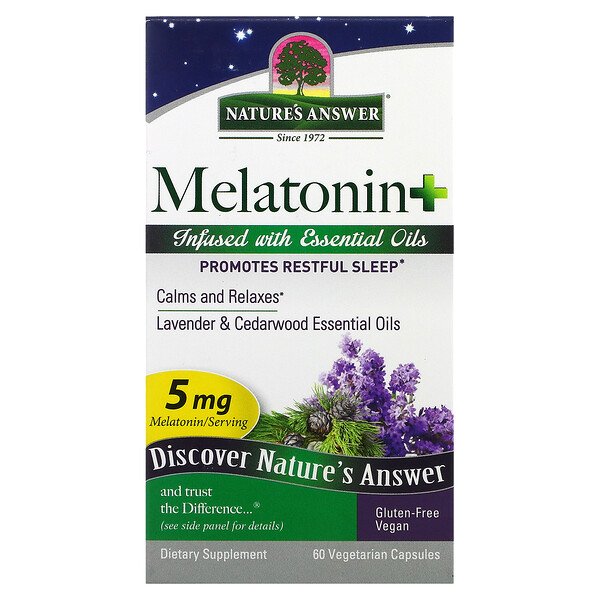 Nature's Answer, Melatonin+, 5 mg, 60 Vegetarian Capsules 1 Nature's Answer, Melatonin+, 5 mg, 60 Vegetarian Capsules