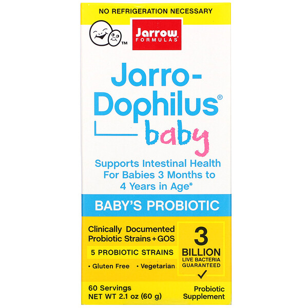 Jarrow Formulas, Jarro-Dophilus Baby, Baby's Probiotic, 3 Months - 4 Years, 3 Billion Live Bacteria, 2 Jarrow Formulas, Jarro-Dophilus Baby, Baby's Probiotic, 3 Months - 4 Years, 3 Billion Live Bacteria, 2.1 oz (60 g)