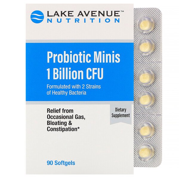 Lake Avenue Nutrition, Probiotic Minis, 2 Strains of Healthy Bacteria, 1 Billion CFU, 90 Mini Softgels 1 Lake Avenue Nutrition, Probiotic Minis, 2 Strains of Healthy Bacteria, 1 Billion CFU, 90 Mini Softgels