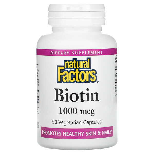 Natural Factors, Biotin, 1,000 mcg, 90 Vegetarian Capsules 1 Natural Factors, Biotin, 1,000 mcg, 90 Vegetarian Capsules