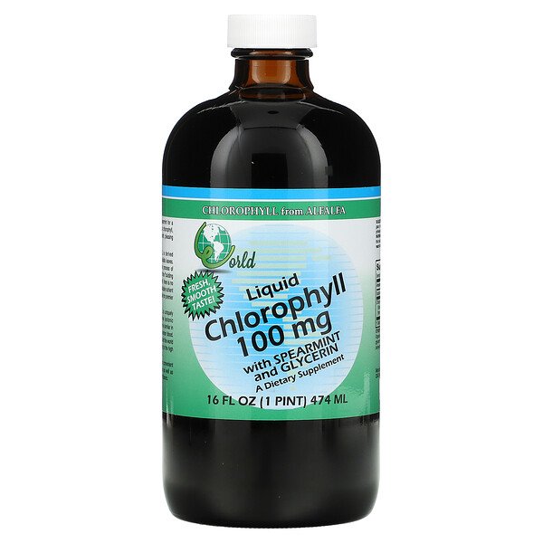 World Organic, Liquid Chlorophyll with Spearmint and Glycerin, 100 mg, 16 fl oz (474 ml) 1 World Organic, Liquid Chlorophyll with Spearmint and Glycerin, 100 mg, 16 fl oz (474 ml)