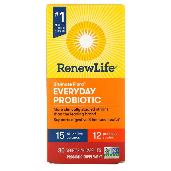 Renew Life, Ultimate Flora, Everyday Probiotic, 15 Billion Live Cultures, 30 Vegetarian Capsules 1 Renew Life, Ultimate Flora, Everyday Probiotic, 15 Billion Live Cultures, 30 Vegetarian Capsules
