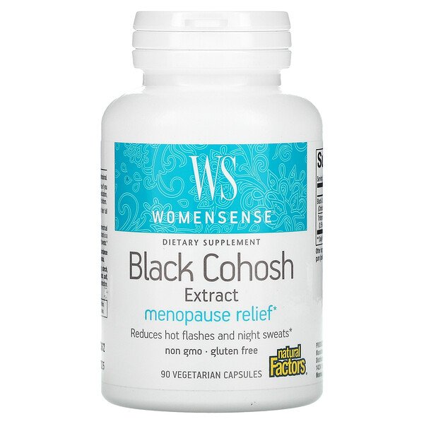 Natural Factors, WomenSense, Black Cohosh Extract, Menopause Relief, 90 Vegetarian Capsules 1 Natural Factors, WomenSense, Black Cohosh Extract, Menopause Relief, 90 Vegetarian Capsules