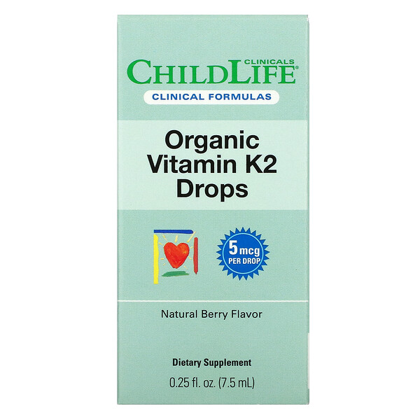 Childlife Clinicals, Organic Vitamin K2 Drops, Natural Berry Flavor , 0.25 fl oz (7.5 ml)Singapore