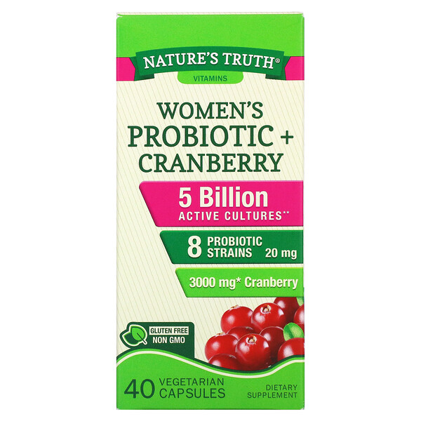 Nature's Truth, Women's Probiotic + Cranberry, 40 Vegetarian Capsules 1 Nature's Truth, Women's Probiotic + Cranberry, 40 Vegetarian Capsules