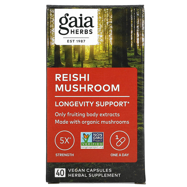 Gaia Herbs, Reishi Mushroom, 40 Vegan Capsules 1 Gaia Herbs, Reishi Mushroom, 40 Vegan Capsules