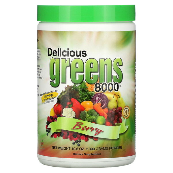 Greens World, Delicious Greens 8000, Berry , 10 Greens World, Delicious Greens 8000, Berry , 10.6 oz (300 g)