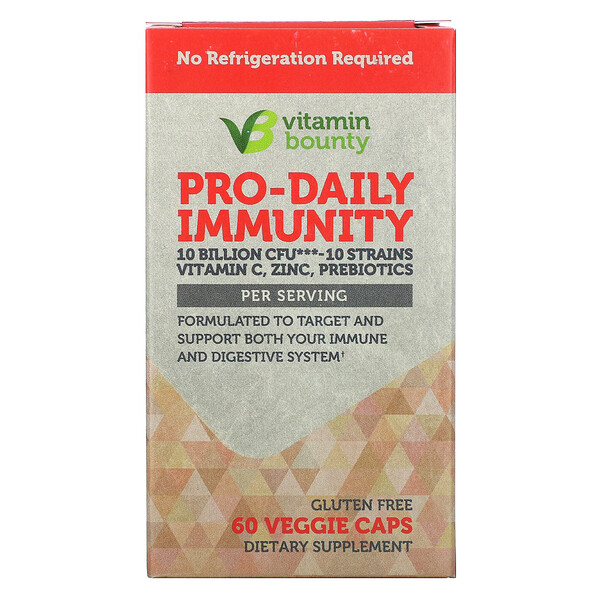 Vitamin Bounty, Pro-Daily Immunity, 10 Billion CFU, 60 Veggie Caps 1 Vitamin Bounty, Pro-Daily Immunity, 10 Billion CFU, 60 Veggie Caps