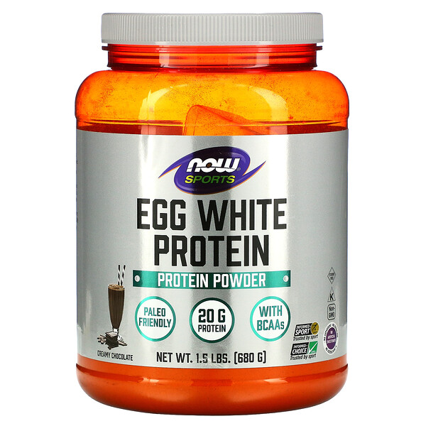 NOW Foods, Egg White Protein, Creamy Chocolate, 1 NOW Foods, Egg White Protein, Creamy Chocolate, 1.5 lbs (680 g)