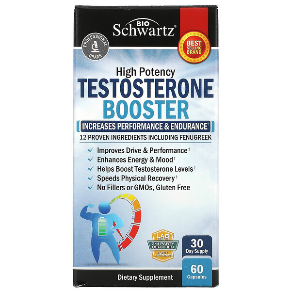 BioSchwartz, High Potency Testosterone Booster, 60 Capsules