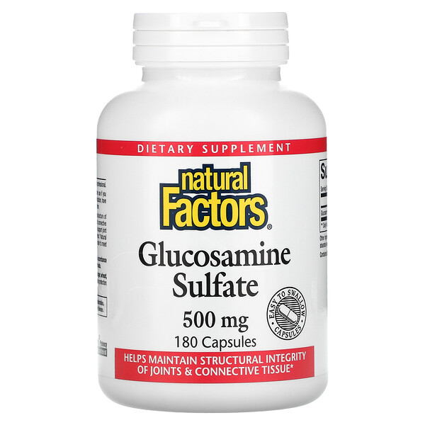 Natural Factors, Glucosamine Sulfate, 500 mg, 180 Capsules 1 Natural Factors, Glucosamine Sulfate, 500 mg, 180 Capsules