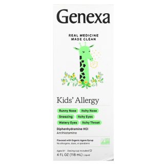 Genexa, Kid's Allergy, Ages 6+, Organic Agave Syrup, 4 fl oz (118 ml)