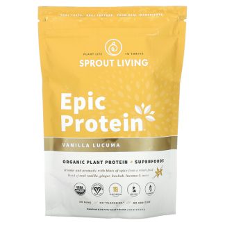Sprout Living, Epic Protein, Organic Plant Protein + Superfoods, Vanilla Lucuma, 1 lb (455 g)