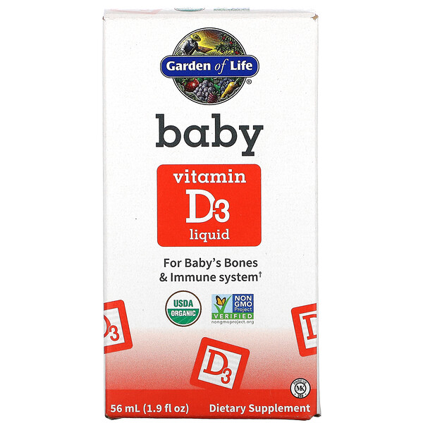 Garden of Life, Baby Vitamin D3 Liquid, 1 Garden of Life, Baby Vitamin D3 Liquid, 1.9 fl oz ( 56 ml)