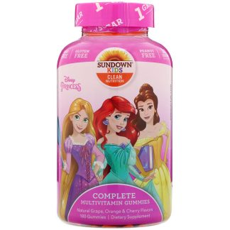 Sundown Naturals Kids, Complete Multivitamin Gummies, Disney Princess, Natural Grape, Orange & Cherry Flavors, 180 Gummies