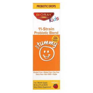 Bioray, Kids, NDF Tummy, 11-Strain Probiotic Blend, Raspberry Flavor, 2 fl oz (60 ml)