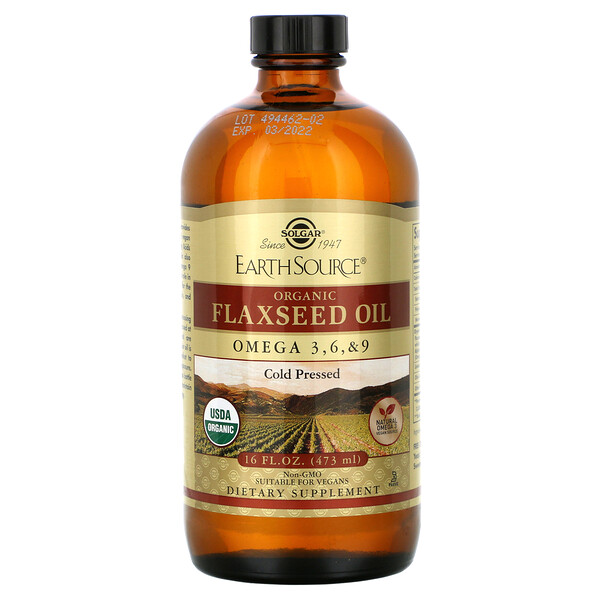 Solgar, Earth Source, Organic Flaxseed Oil, 16 fl oz (473 ml) 1 Solgar, Earth Source, Organic Flaxseed Oil, 16 fl oz (473 ml)