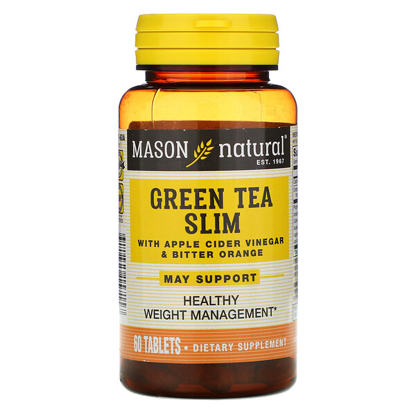 Mason Natural, Green Tea Slim with Apple Cider Vinegar & Bitter Orange, 60 Tablets 1 Mason Natural, Green Tea Slim with Apple Cider Vinegar & Bitter Orange, 60 Tablets