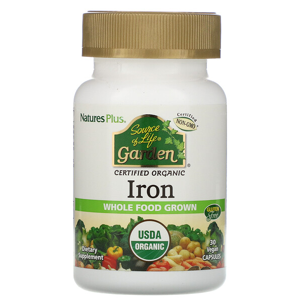 NaturesPlus, Source of Life Garden, Iron, 30 Vegan Capsules 1 NaturesPlus, Source of Life Garden, Iron, 30 Vegan Capsules