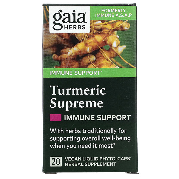 Gaia Herbs, Turmeric Supreme, Immune Support, 20 Veggie Liquid Phyto-Caps 1 Gaia Herbs, Turmeric Supreme, Immune Support, 20 Veggie Liquid Phyto-Caps