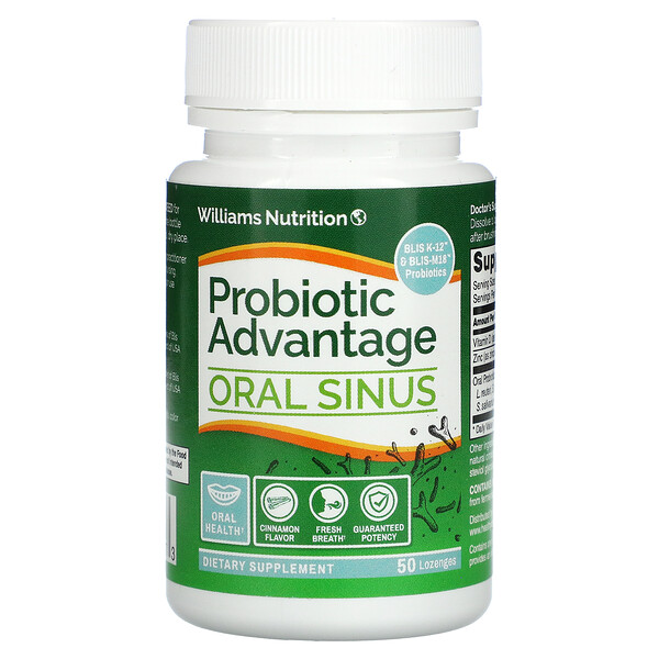 Williams Nutrition, Probiotic Advantage, Oral Sinus, Cinnamon , 50 Lozenges 1 Williams Nutrition, Probiotic Advantage, Oral Sinus, Cinnamon , 50 Lozenges
