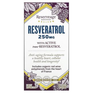 ReserveAge Nutrition, Resveratrol with Active Trans-Resveratrol, 250 mg, 120 Veggie Capsules