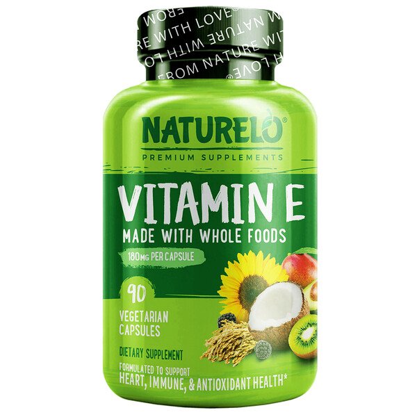 NATURELO, Vitamin E, Made with Whole Foods, 180 mg, 90 Vegetarian Capsules 1 NATURELO, Vitamin E, Made with Whole Foods, 180 mg, 90 Vegetarian Capsules
