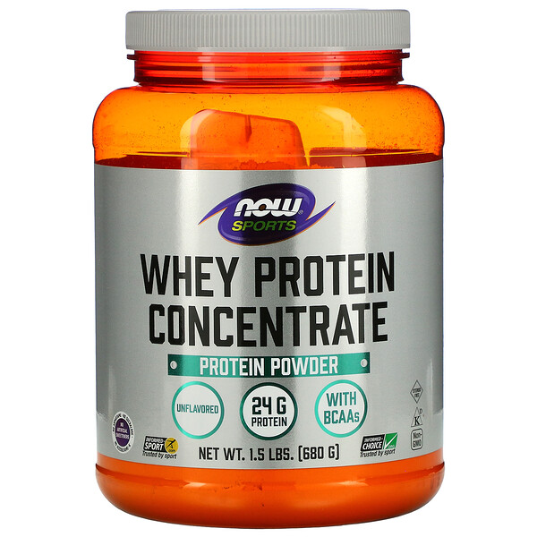 NOW Foods, Sports, Whey Protein Concentrate Protein Powder, Unflavored, 1 NOW Foods, Sports, Whey Protein Concentrate Protein Powder, Unflavored, 1.5 lbs (680 g)
