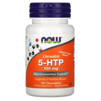 NOW Foods, 5-HTP, Natural Citrus Flavor, 100 mg, 90 Chewables