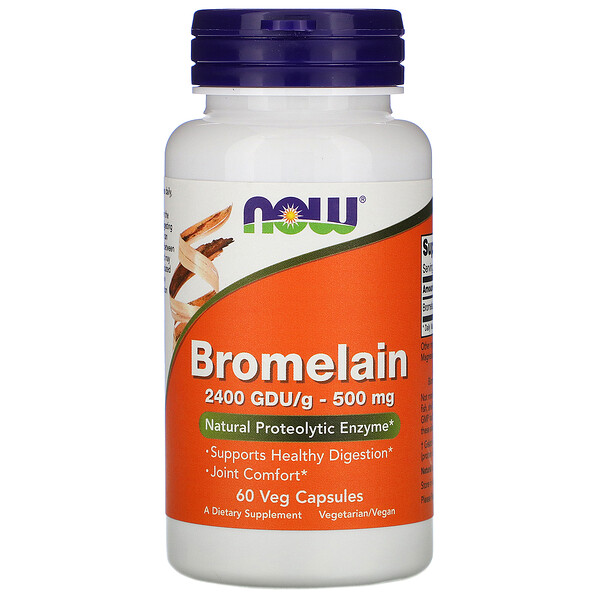 NOW Foods, Bromelain, 500 mg, 60 Veg Capsules 1 NOW Foods, Bromelain, 500 mg, 60 Veg Capsules