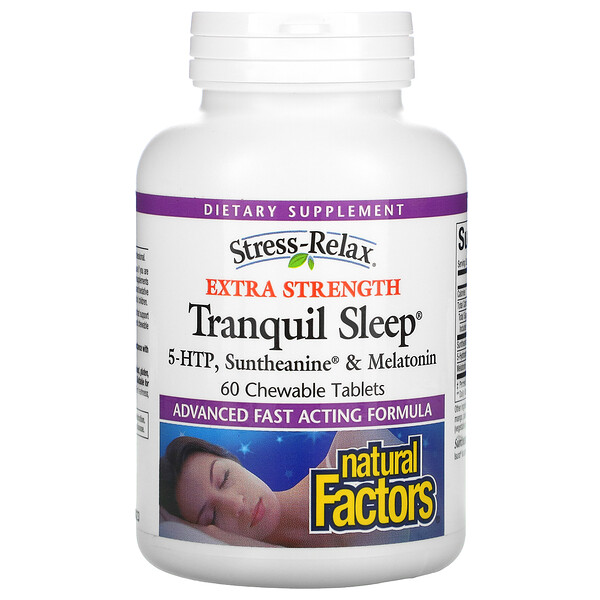 Natural Factors, Stress-Relax, Extra Strength Tranquil Sleep, 60 Chewable Tablets 1 Natural Factors, Stress-Relax, Extra Strength Tranquil Sleep, 60 Chewable Tablets