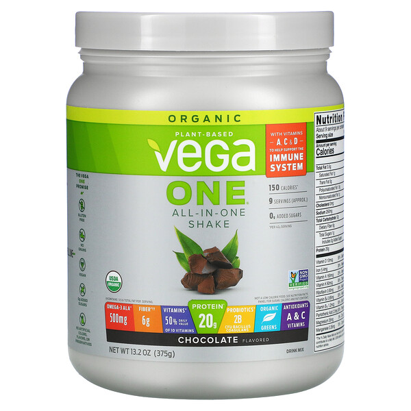 Vega, One, All-in-One Shake, Chocolate, 13 Vega, One, All-in-One Shake, Chocolate, 13.2 oz (375 g)
