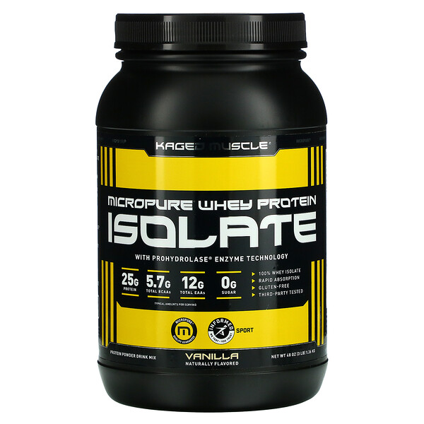 Kaged Muscle, MicroPure Whey Protein Isolate, Vanilla, 3 lbs (1.36 kg