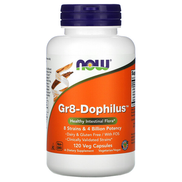 NOW Foods, Gr8-Dophilus, 120 Veg Capsules 1 NOW Foods, Gr8-Dophilus, 120 Veg Capsules
