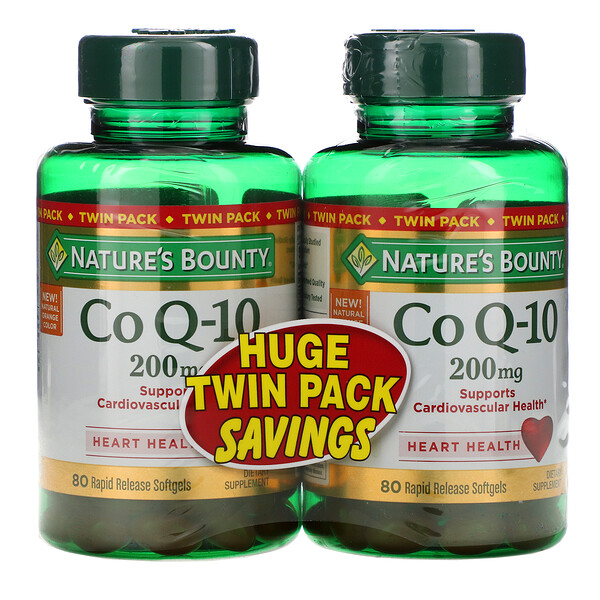 Nature's Bounty, Co Q-10, Twin Pack, 200 mg, 80 Rapid Release Softgels Each 1 Nature's Bounty, Co Q-10, Twin Pack, 200 mg, 80 Rapid Release Softgels Each