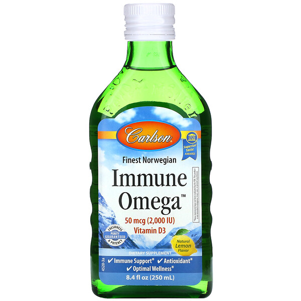 Carlson Labs, Immune Omega, Natural Lemon, 8 Carlson Labs, Immune Omega, Natural Lemon, 8.4 fl oz (250 ml)