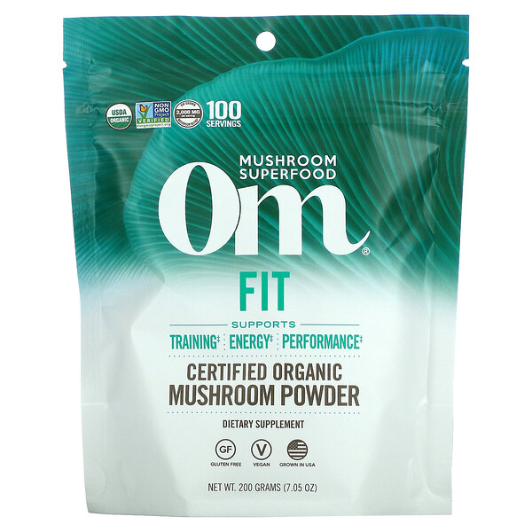 Om Mushrooms, Fit, Certified Organic Mushroom Powder, 7 Om Mushrooms, Fit, Certified Organic Mushroom Powder, 7.05 oz (200 g)