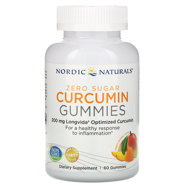 Nordic Naturals, Curcumin Gummies, Mango, 100 mg, 60 Gummies 1 Nordic Naturals, Curcumin Gummies, Mango, 100 mg, 60 Gummies