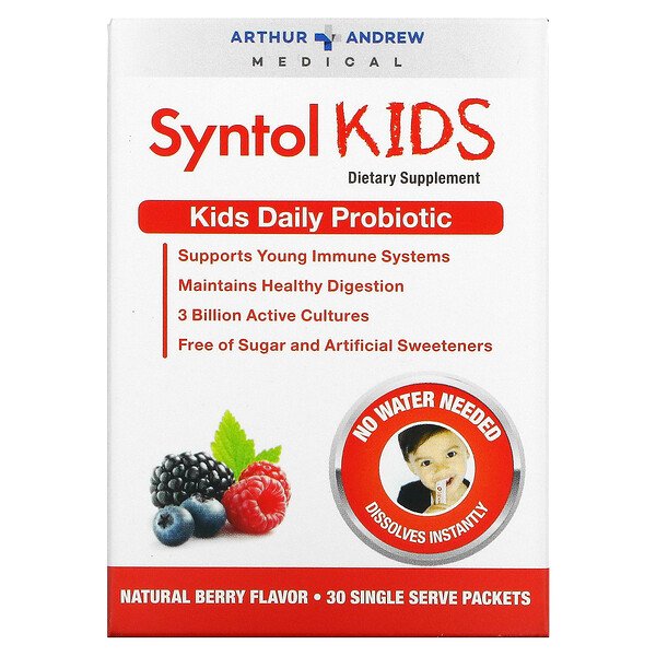 Arthur Andrew Medical, Syntol Kids, Kids Daily Probiotic, Natural Berry, 30 Single Serve Packets